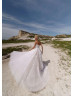 Strapless Beaded White Lace Tulle Fairytale Wedding Dress